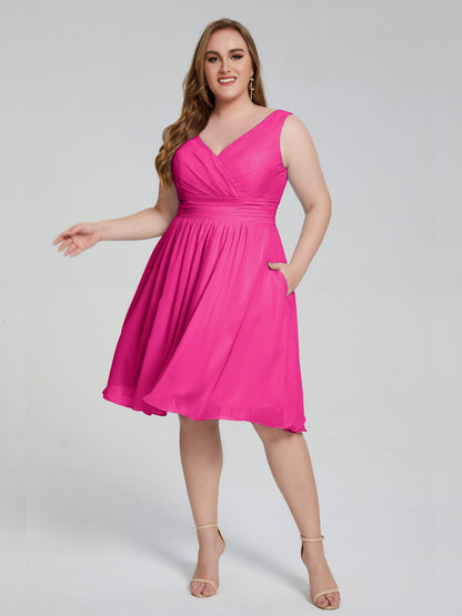 Callie V Neck Midi Mother Of The Bride Dresses With Pockets