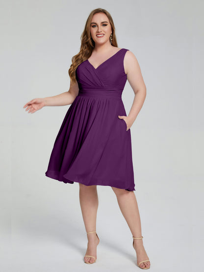 Callie V Neck Midi Mother Of The Bride Dresses With Pockets