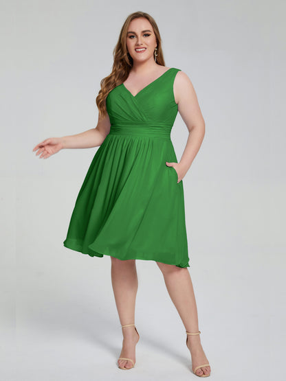 Callie V Neck Midi Mother Of The Bride Dresses With Pockets