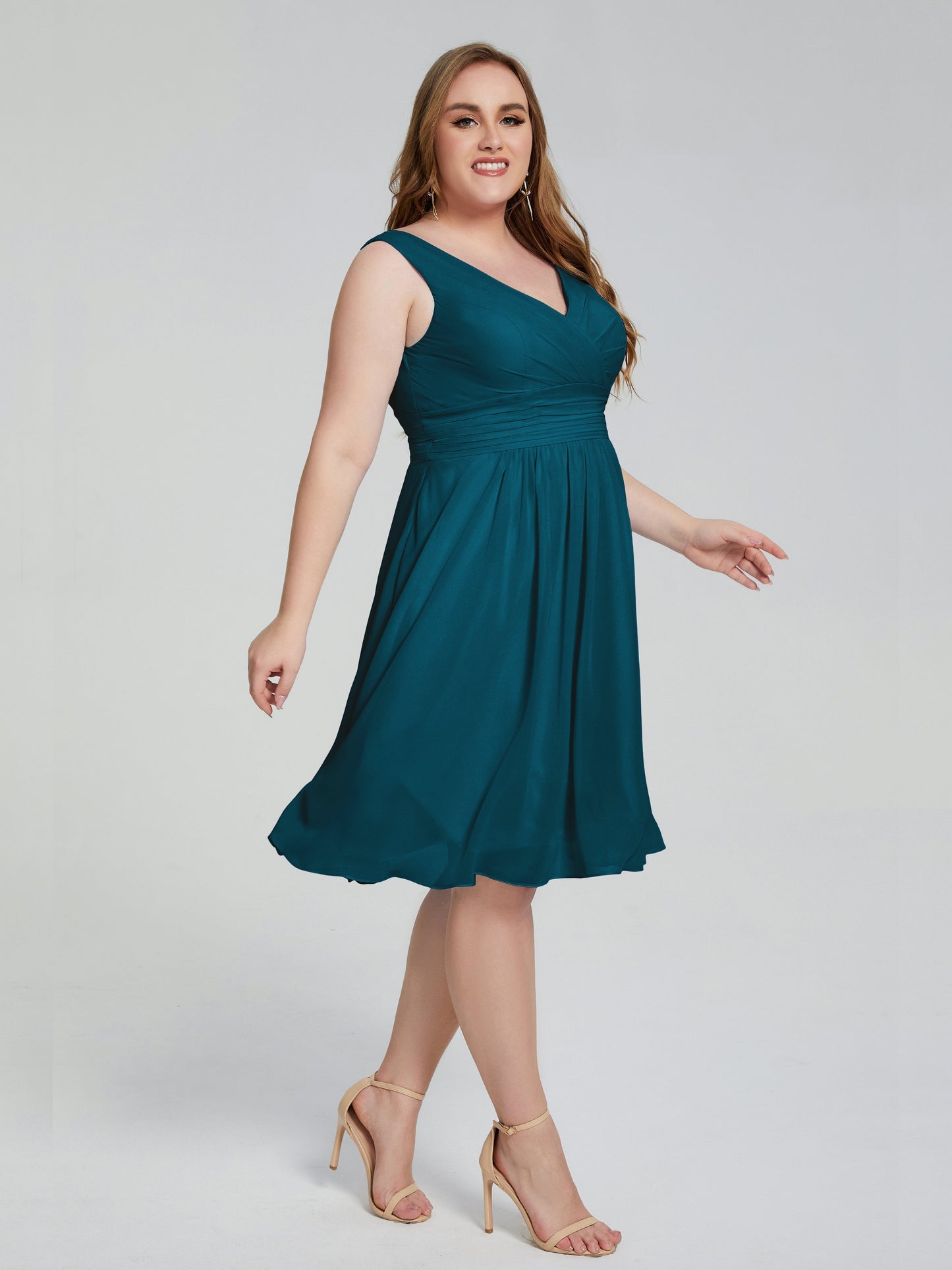 Callie V Neck Midi Mother Of The Bride Dresses With Pockets