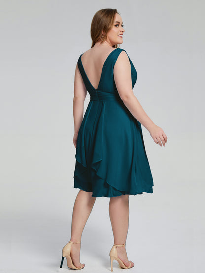 Callie V Neck Midi Mother Of The Bride Dresses With Pockets