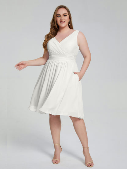 Callie V Neck Midi Mother Of The Bride Dresses With Pockets