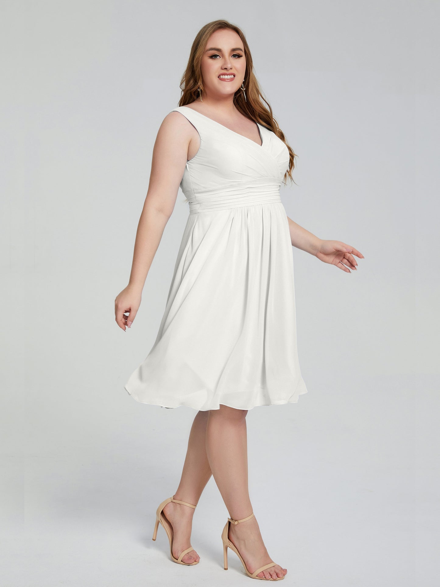 Callie V Neck Midi Mother Of The Bride Dresses With Pockets