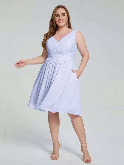 Callie V Neck Midi Mother Of The Bride Dresses With Pockets