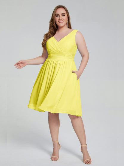 Callie V Neck Midi Mother Of The Bride Dresses With Pockets