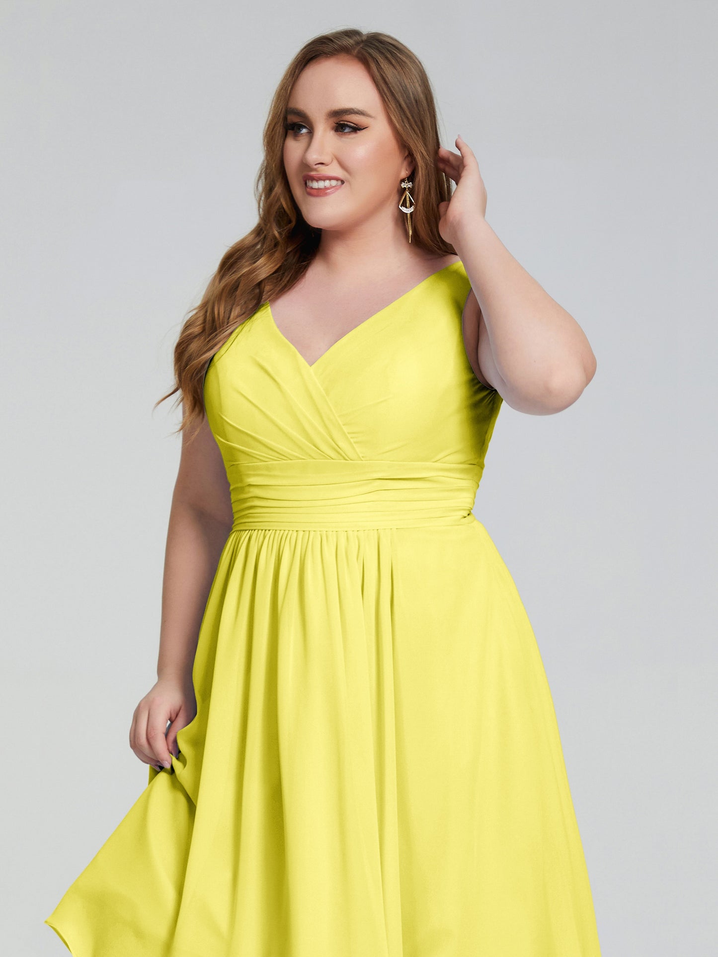 Callie V Neck Midi Mother Of The Bride Dresses With Pockets