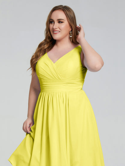 Callie V Neck Midi Mother Of The Bride Dresses With Pockets