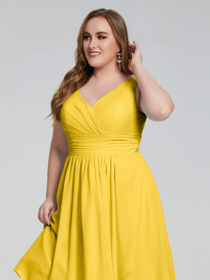 Callie V Neck Midi Mother Of The Bride Dresses With Pockets