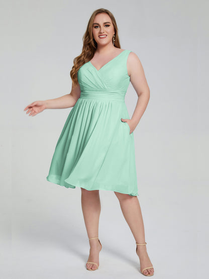 Callie V Neck Midi Mother Of The Bride Dresses With Pockets