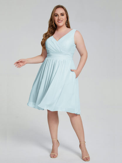 Callie V Neck Midi Mother Of The Bride Dresses With Pockets