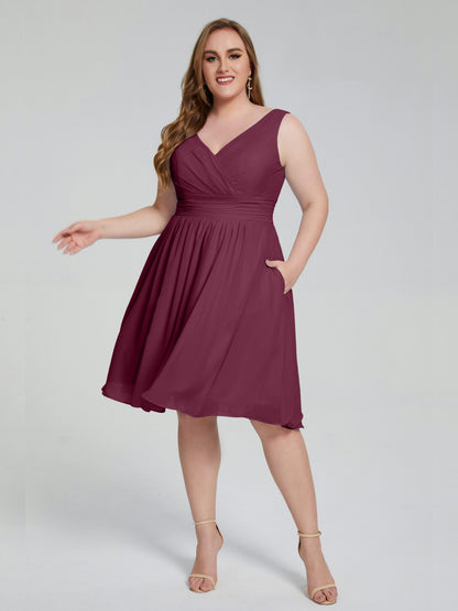 Callie V Neck Midi Mother Of The Bride Dresses With Pockets
