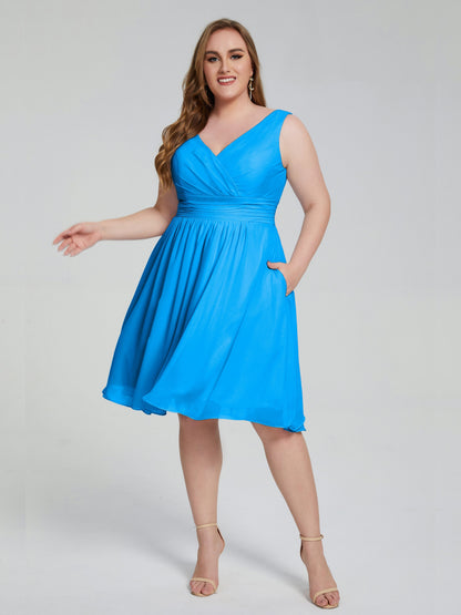 Callie V Neck Midi Mother Of The Bride Dresses With Pockets