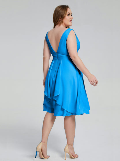 Callie V Neck Midi Mother Of The Bride Dresses With Pockets