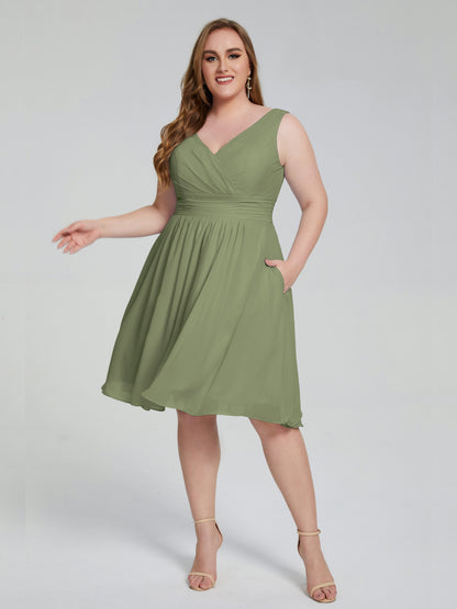 Callie V Neck Midi Mother Of The Bride Dresses With Pockets