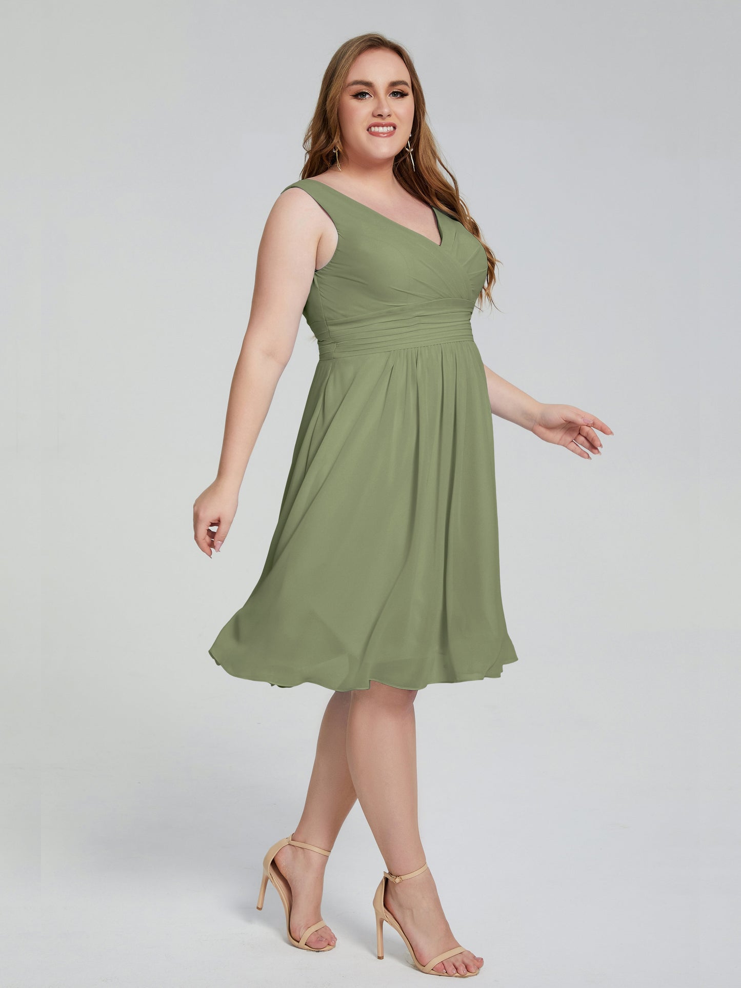 Callie V Neck Midi Mother Of The Bride Dresses With Pockets