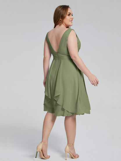 Callie V Neck Midi Mother Of The Bride Dresses With Pockets