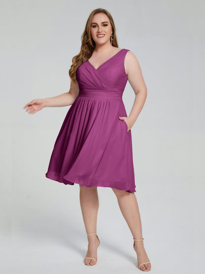 Callie V Neck Midi Mother Of The Bride Dresses With Pockets