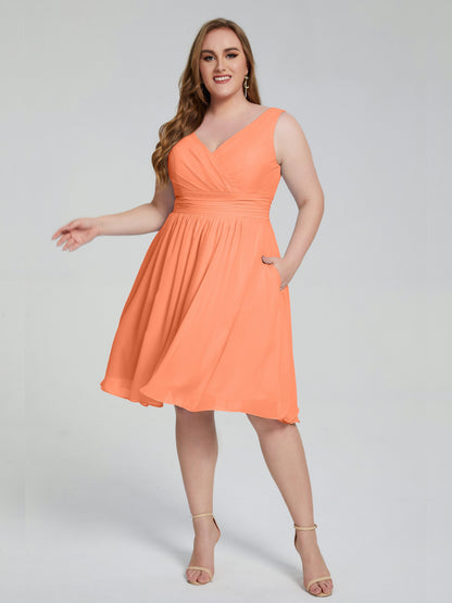 Callie V Neck Midi Mother Of The Bride Dresses With Pockets