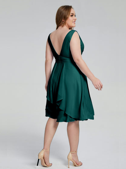 Callie V Neck Midi Mother Of The Bride Dresses With Pockets
