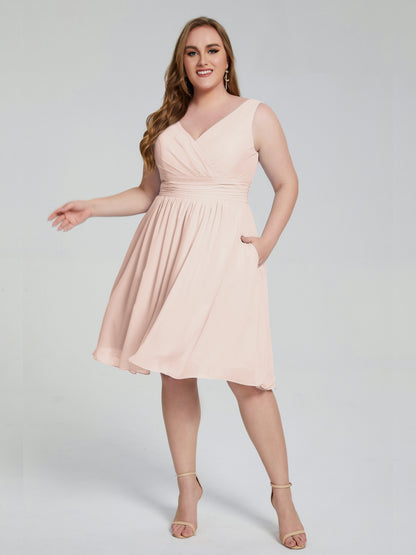 Callie V Neck Midi Mother Of The Bride Dresses With Pockets