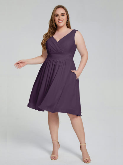 Callie V Neck Midi Mother Of The Bride Dresses With Pockets
