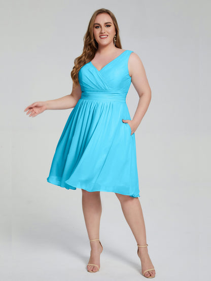 Callie V Neck Midi Mother Of The Bride Dresses With Pockets
