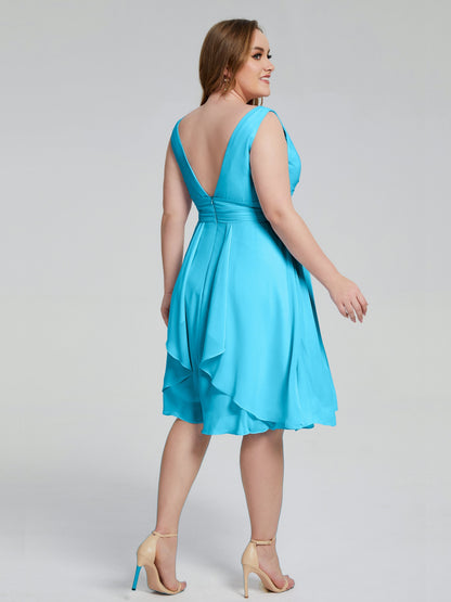 Callie V Neck Midi Mother Of The Bride Dresses With Pockets