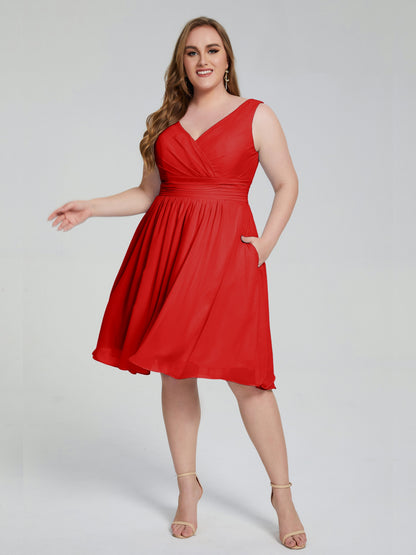 Callie V Neck Midi Mother Of The Bride Dresses With Pockets