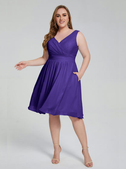 Callie V Neck Midi Mother Of The Bride Dresses With Pockets