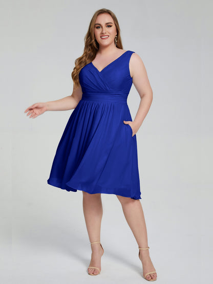 Callie V Neck Midi Mother Of The Bride Dresses With Pockets