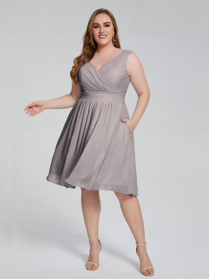 Callie V Neck Midi Mother Of The Bride Dresses With Pockets