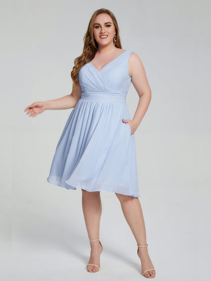 Callie V Neck Midi Mother Of The Bride Dresses With Pockets