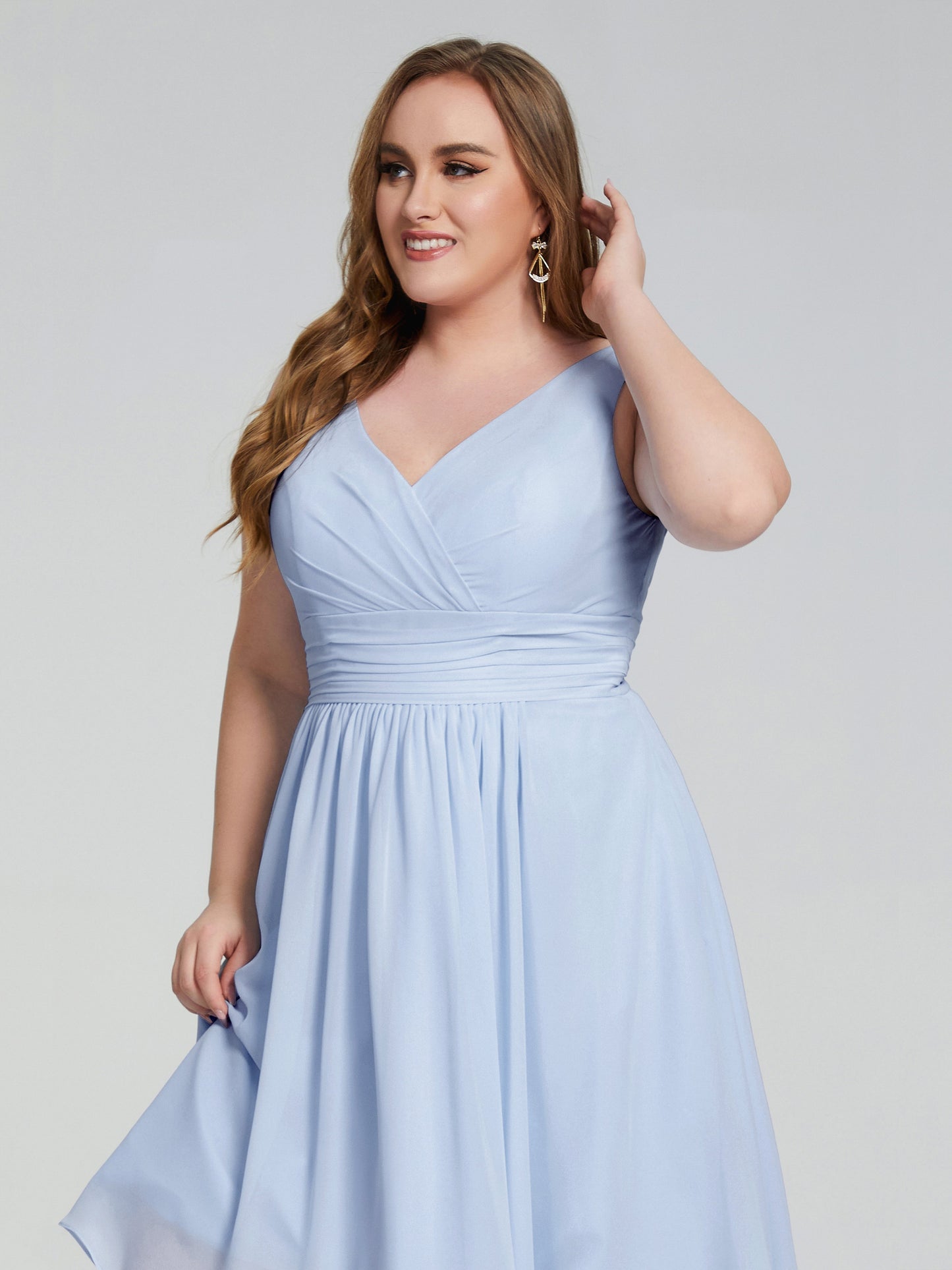 Callie V Neck Midi Mother Of The Bride Dresses With Pockets