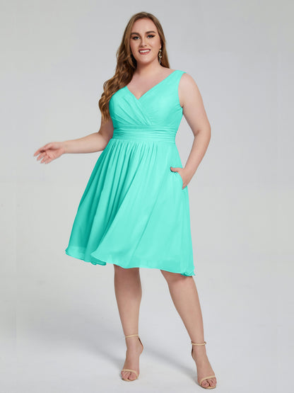 Callie V Neck Midi Mother Of The Bride Dresses With Pockets