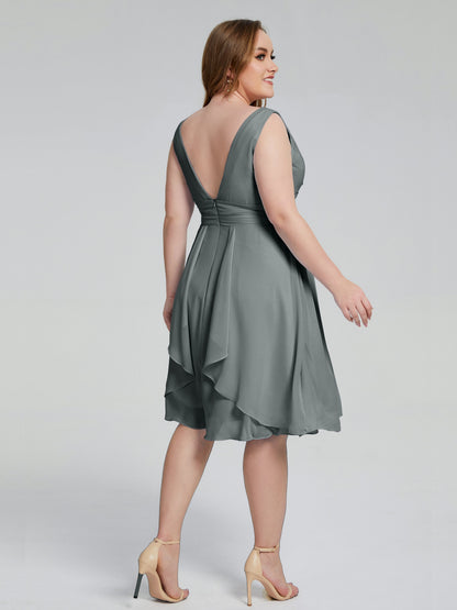 Callie V Neck Midi Mother Of The Bride Dresses With Pockets