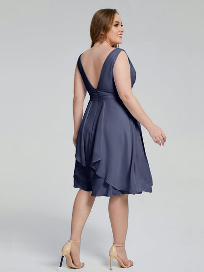 Callie V Neck Midi Mother Of The Bride Dresses With Pockets