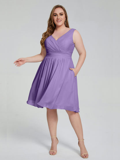 Callie V Neck Midi Mother Of The Bride Dresses With Pockets