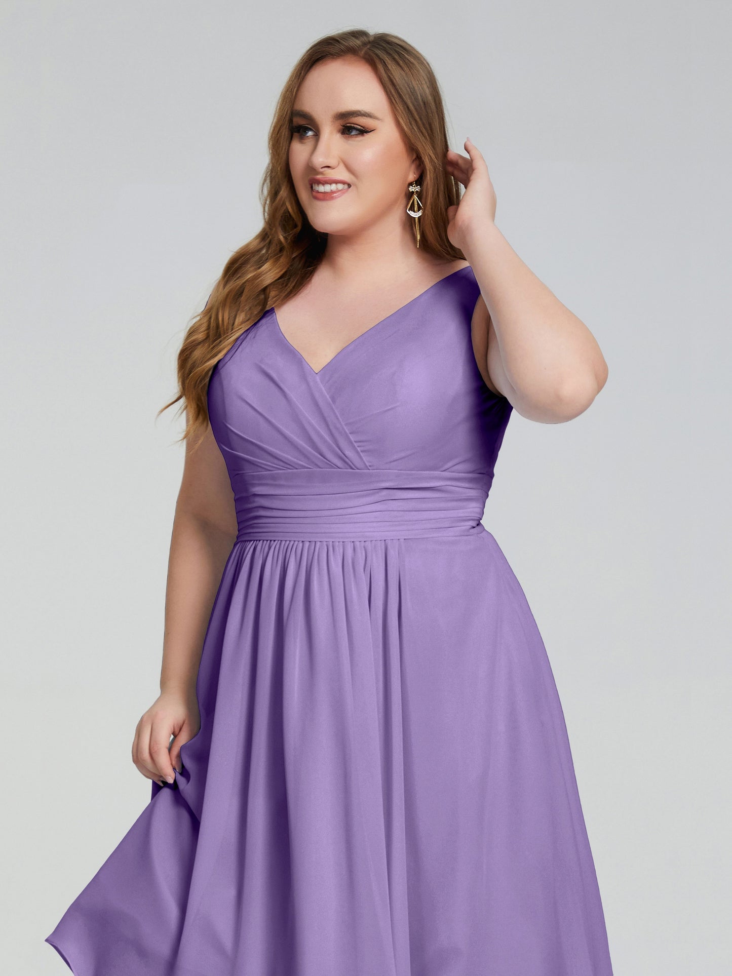 Callie V Neck Midi Mother Of The Bride Dresses With Pockets