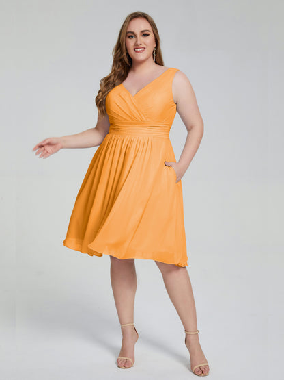 Callie V Neck Midi Mother Of The Bride Dresses With Pockets