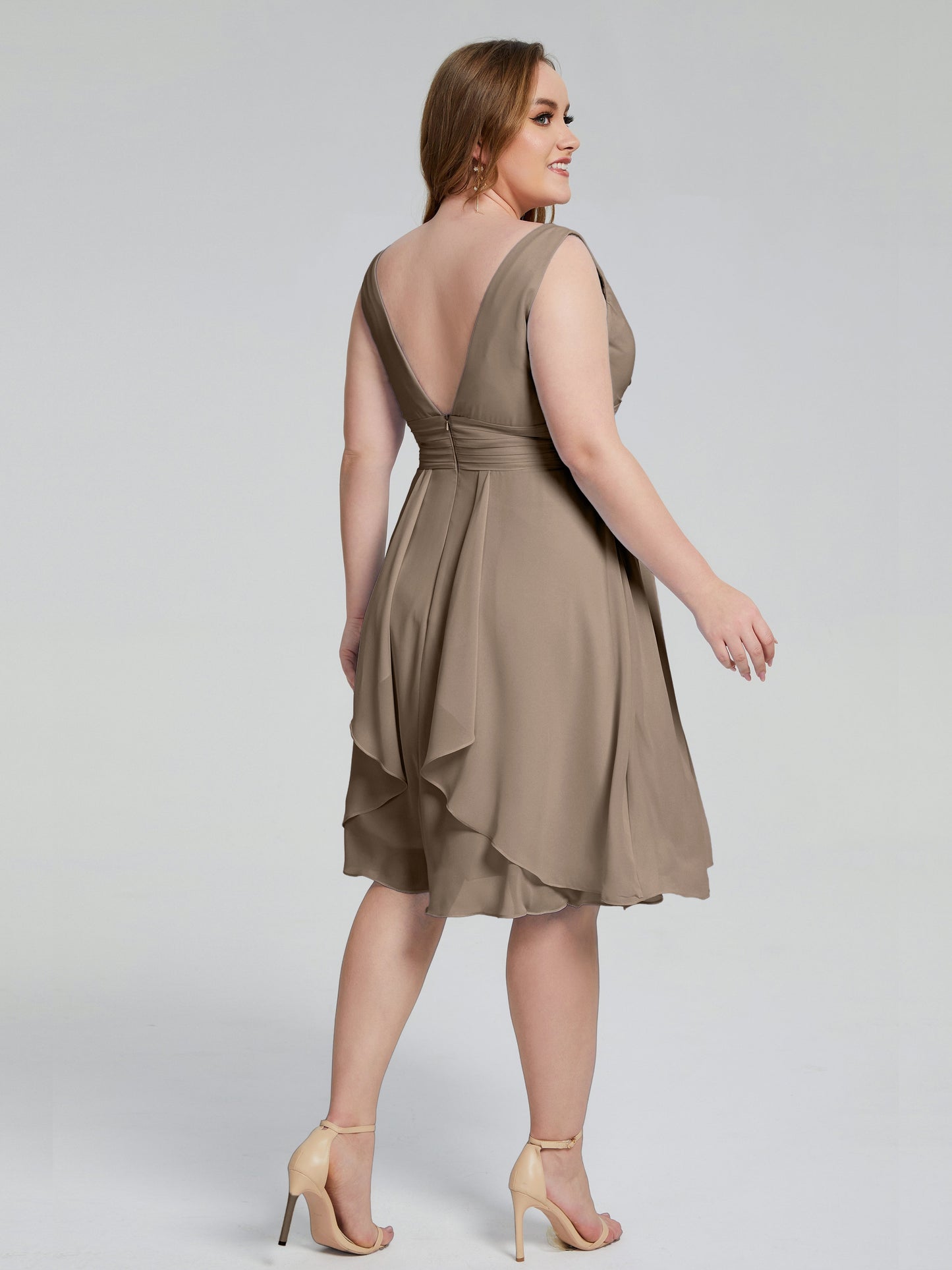 Callie V Neck Midi Mother Of The Bride Dresses With Pockets