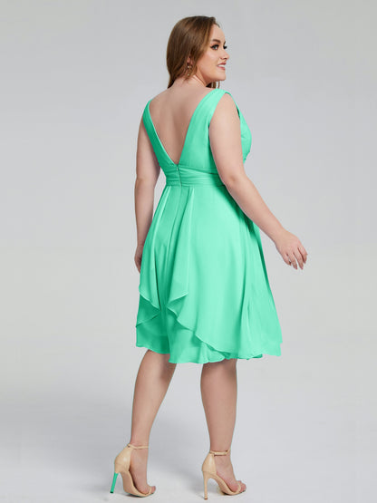 Callie V Neck Midi Mother Of The Bride Dresses With Pockets