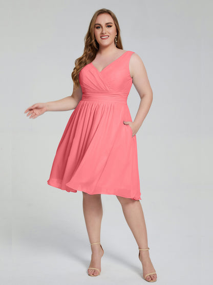 Callie V Neck Midi Mother Of The Bride Dresses With Pockets