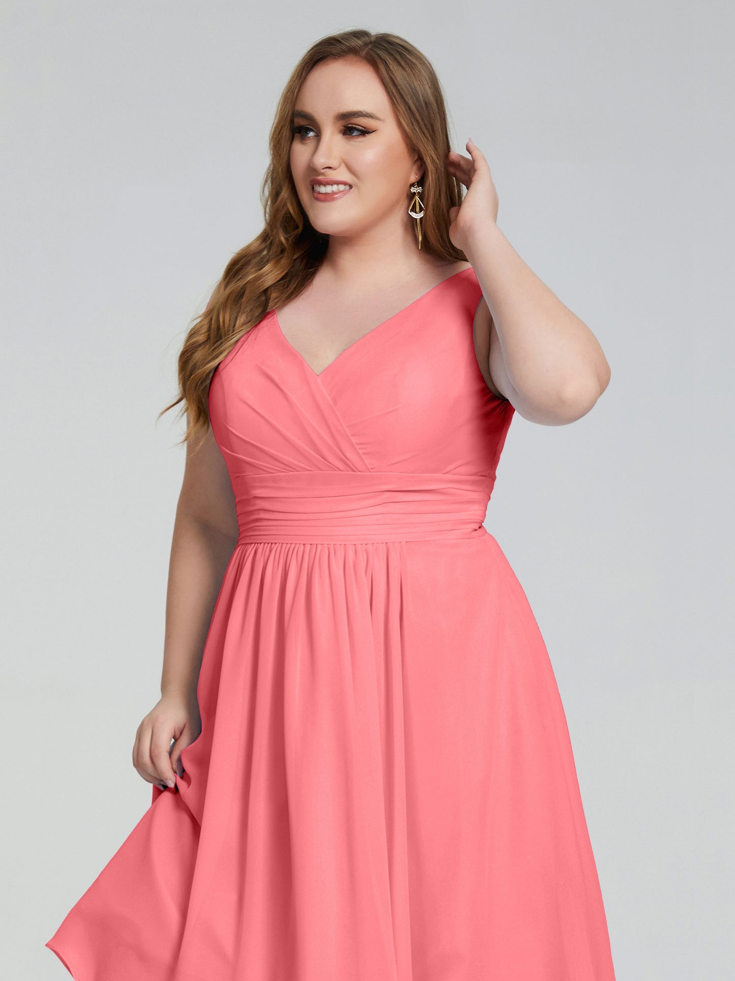 Callie V Neck Midi Mother Of The Bride Dresses With Pockets