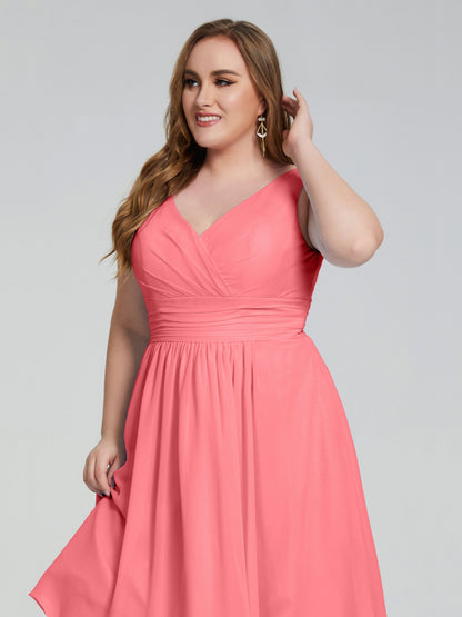 Callie V Neck Midi Mother Of The Bride Dresses With Pockets
