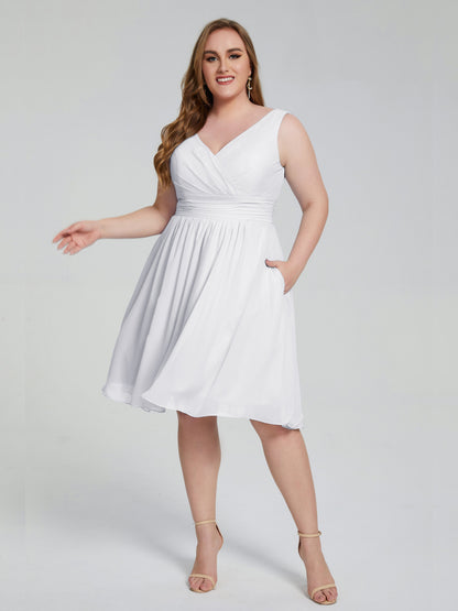 Callie V Neck Midi Mother Of The Bride Dresses With Pockets