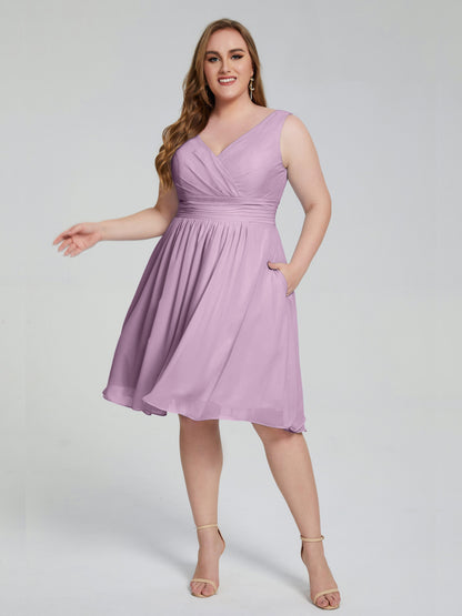Callie V Neck Midi Mother Of The Bride Dresses With Pockets