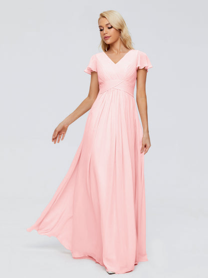 Charlie A-line V Neck Chiffon Bridesmaid Dresses