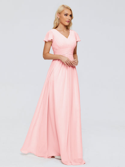 Charlie A-line V Neck Chiffon Bridesmaid Dresses