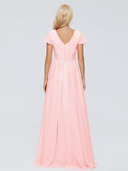 Charlie A-line V Neck Chiffon Bridesmaid Dresses