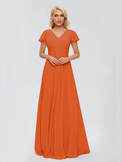 Charlie A-line V Neck Chiffon Bridesmaid Dresses